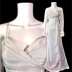 Vtg 90s Charlotte Russe Sparkly White Gown Size 9 Glam Fairycore Disco Deadstock